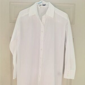 J. McLaughlin White Flannery Shirt Blouse Size Small